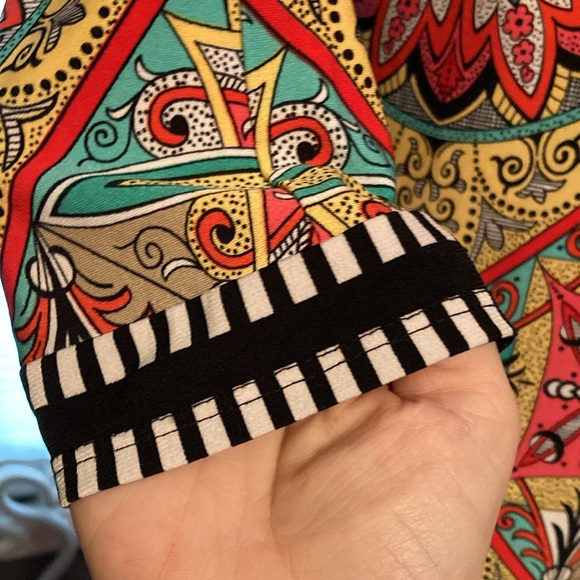 Laundry by Shelli Segal bell sleeve mirrored pattern lined colorf dress size 10 - Picture 7 of 9